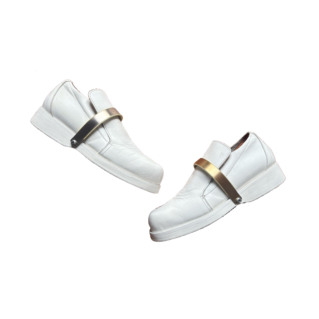 Dirk Bikkemberg's White Leather Metal Strap Derby