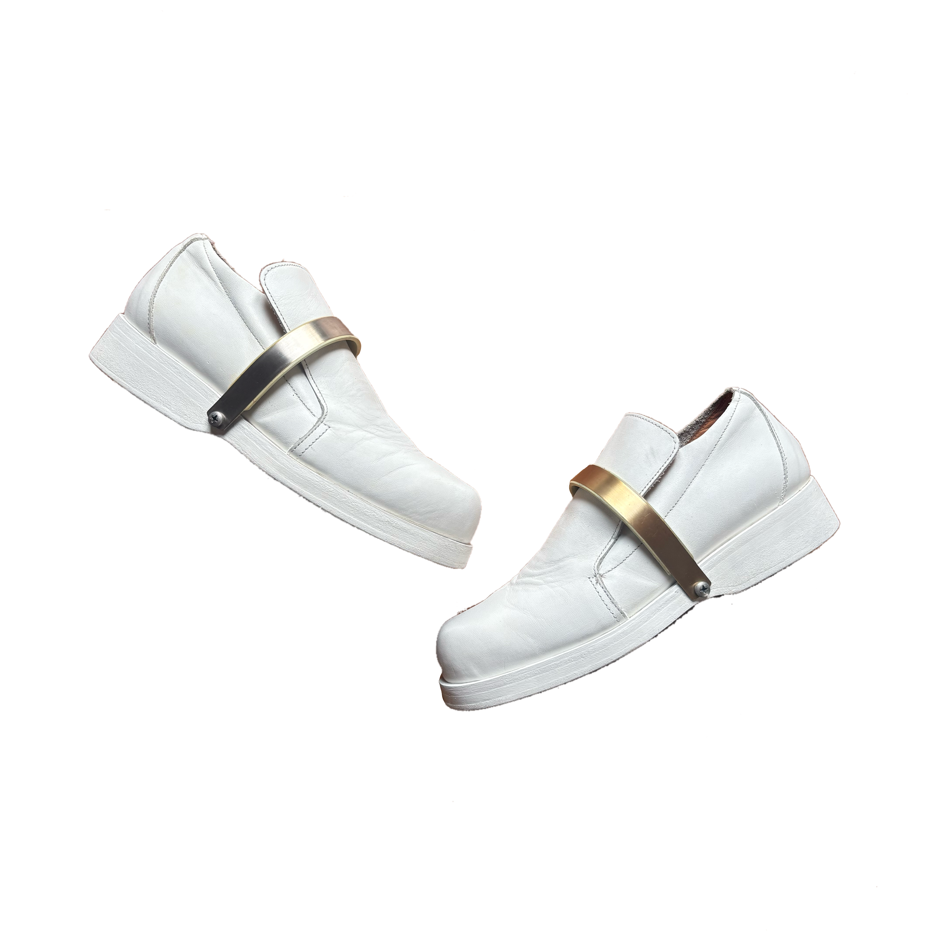 Dirk Bikkemberg's White Leather Metal Strap Derby