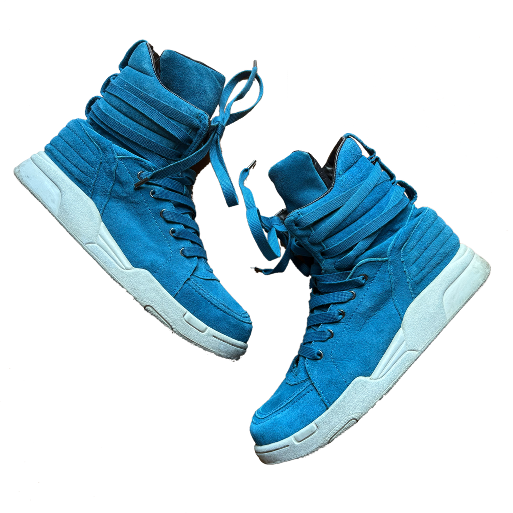 Diet Butcher Slim Skin Electric Blue Suede Trilace High-Top Sneaker