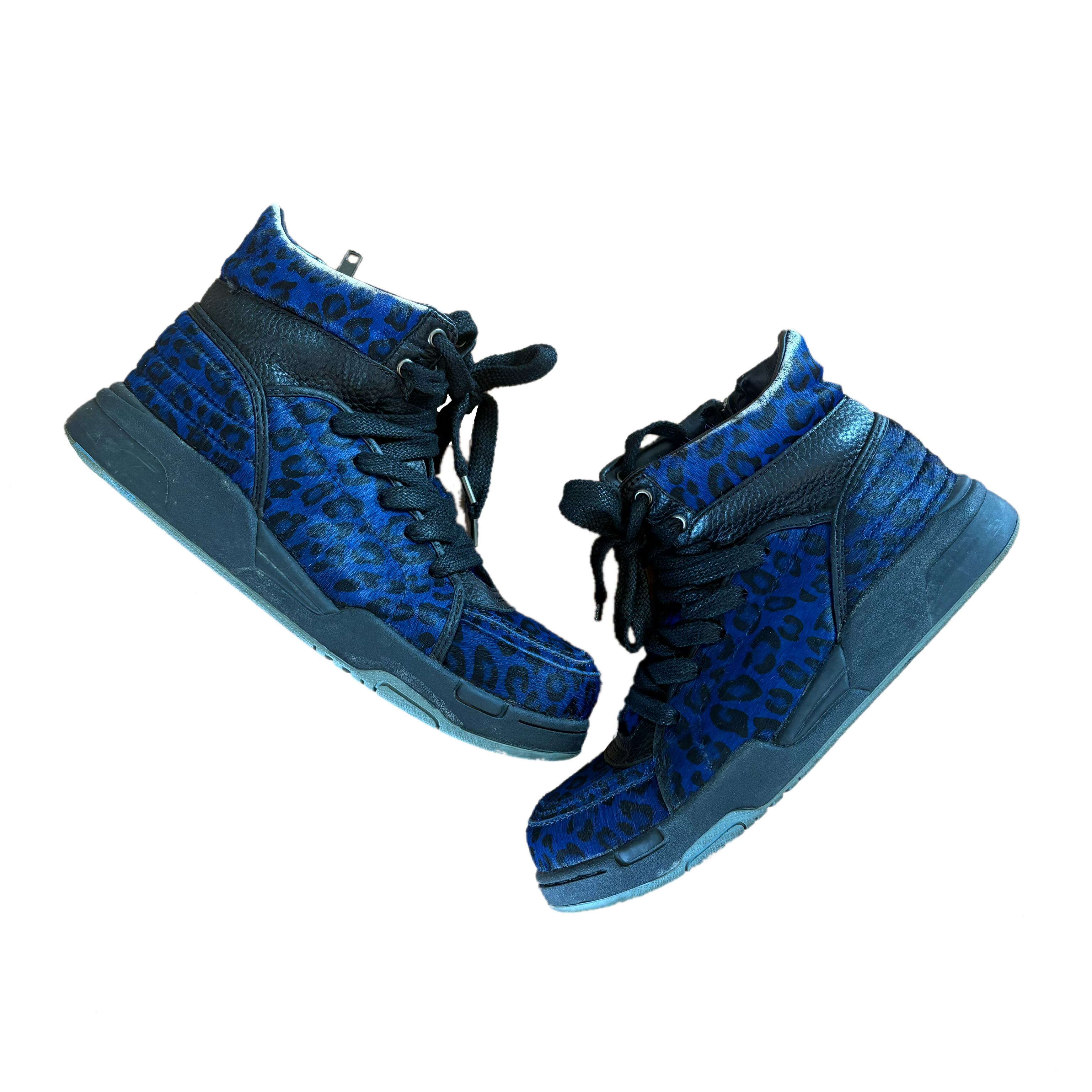 Diet Butcher Slim Skin Blue Cheetah Fur Mid-High Sneakers