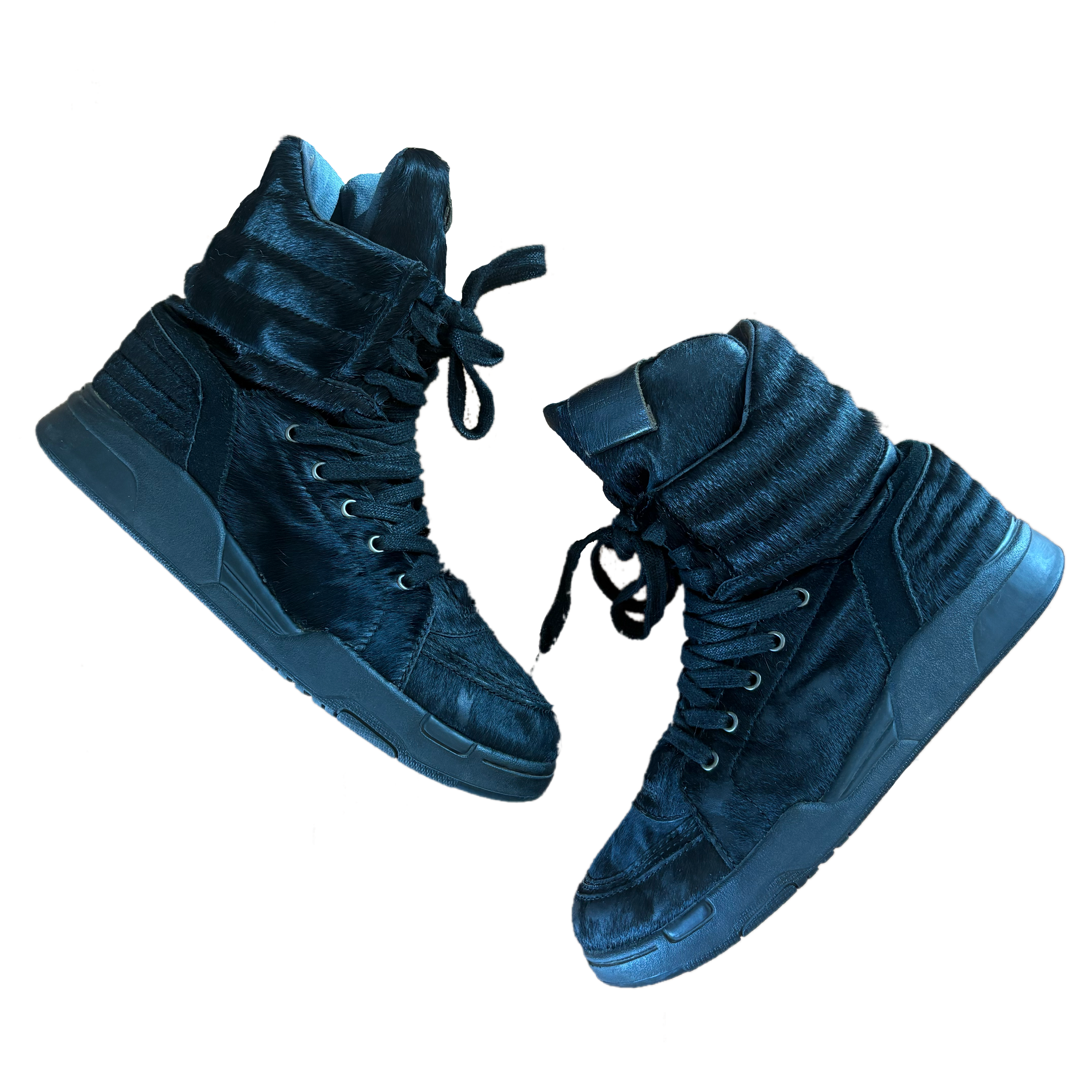 Diet Butcher Slim Skin Calfskin Fur High-Top Sneaker